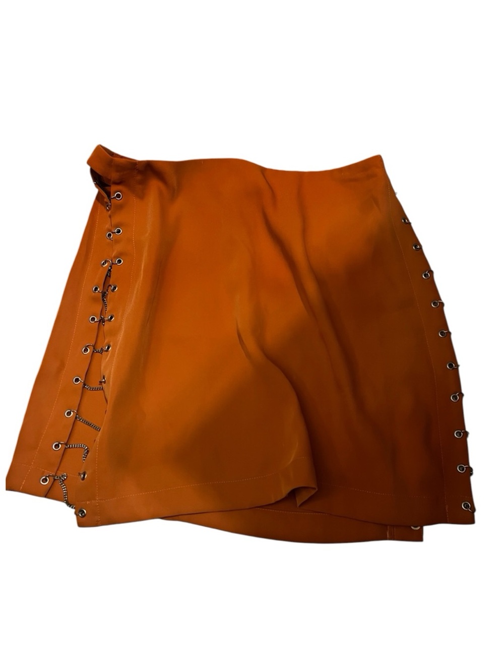 Hours Revolve Womens Skirt Lacey Rust Orange Chain Mini Skirt - Picture 2 of 6